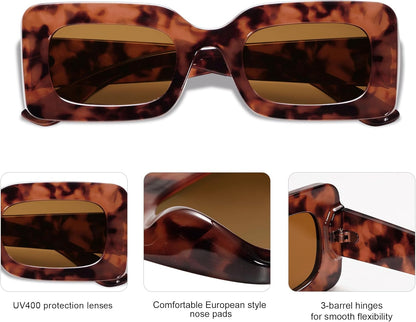 Retro 90S Nude Rectangle Sunglasses Womens Mens Trendy Chunky Glasses