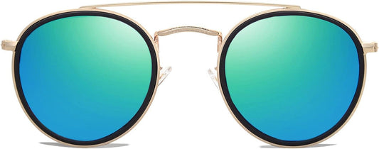 Retro Vintage round Polarized Sunglasses for Women Men Small Double Bridge Circle Sunnies SJ1104