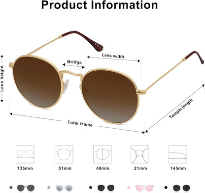 Small round Polarized Sunglasses for Women Men Classic Vintage Retro Shades UV400