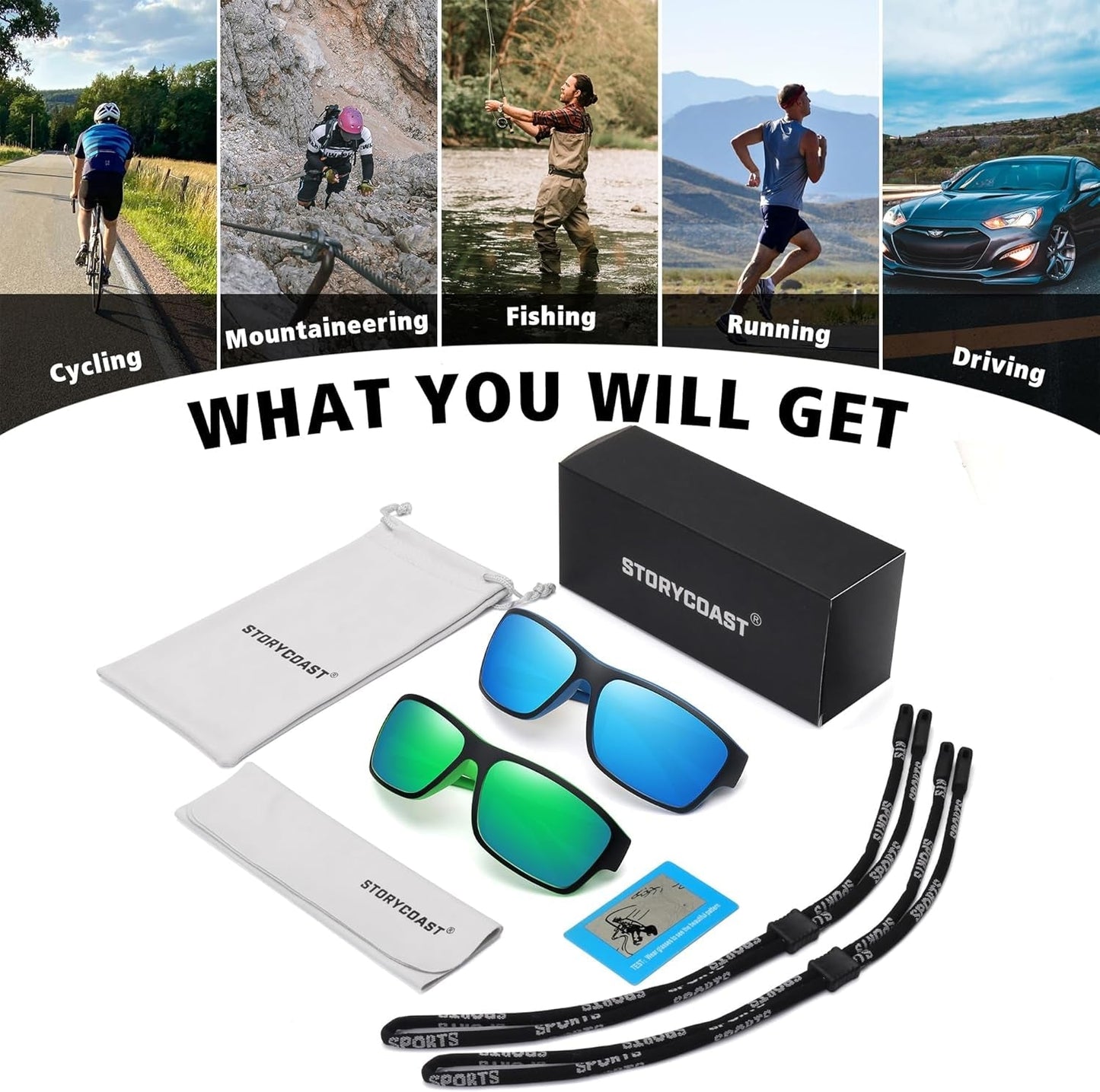 Polarized Sports Sunglasses for Men Women Unbreakable Frame Cycling Fishing Driving - WORLD TIME VISITS