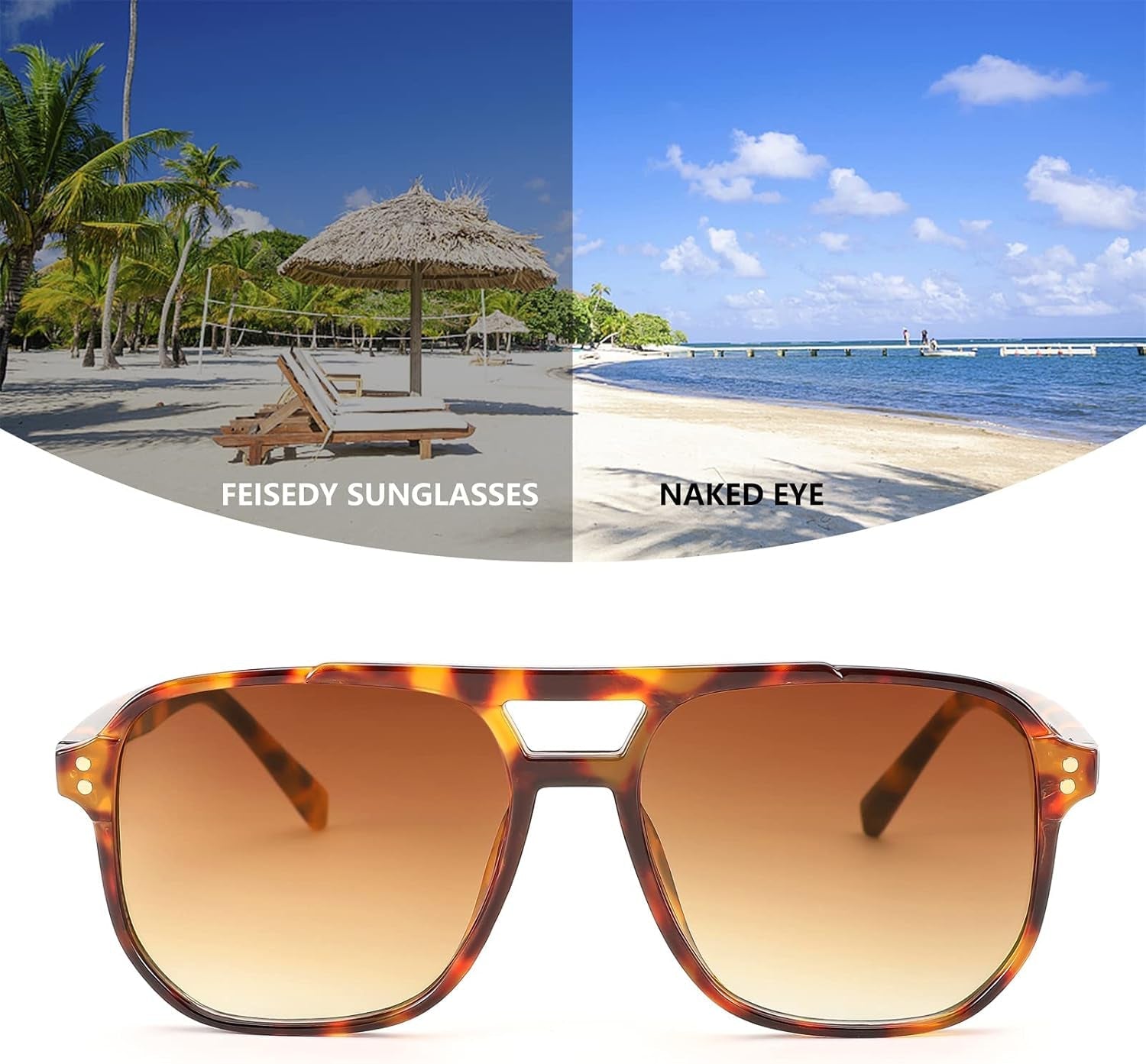 Retro Square Aviator Sunglasses Women Men 70S Vintage Trendy Plastic Frame Sun Glasses B2835 - WORLD TIME VISITS