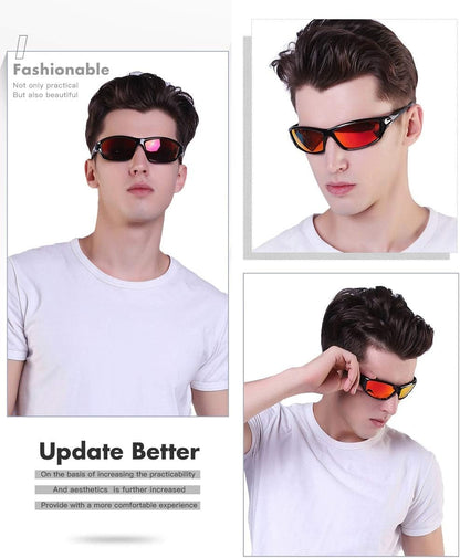 Sports Polarized Sunglasses for Men Cycling Driving Fishing UV400 Protection - WORLD TIME VISITS