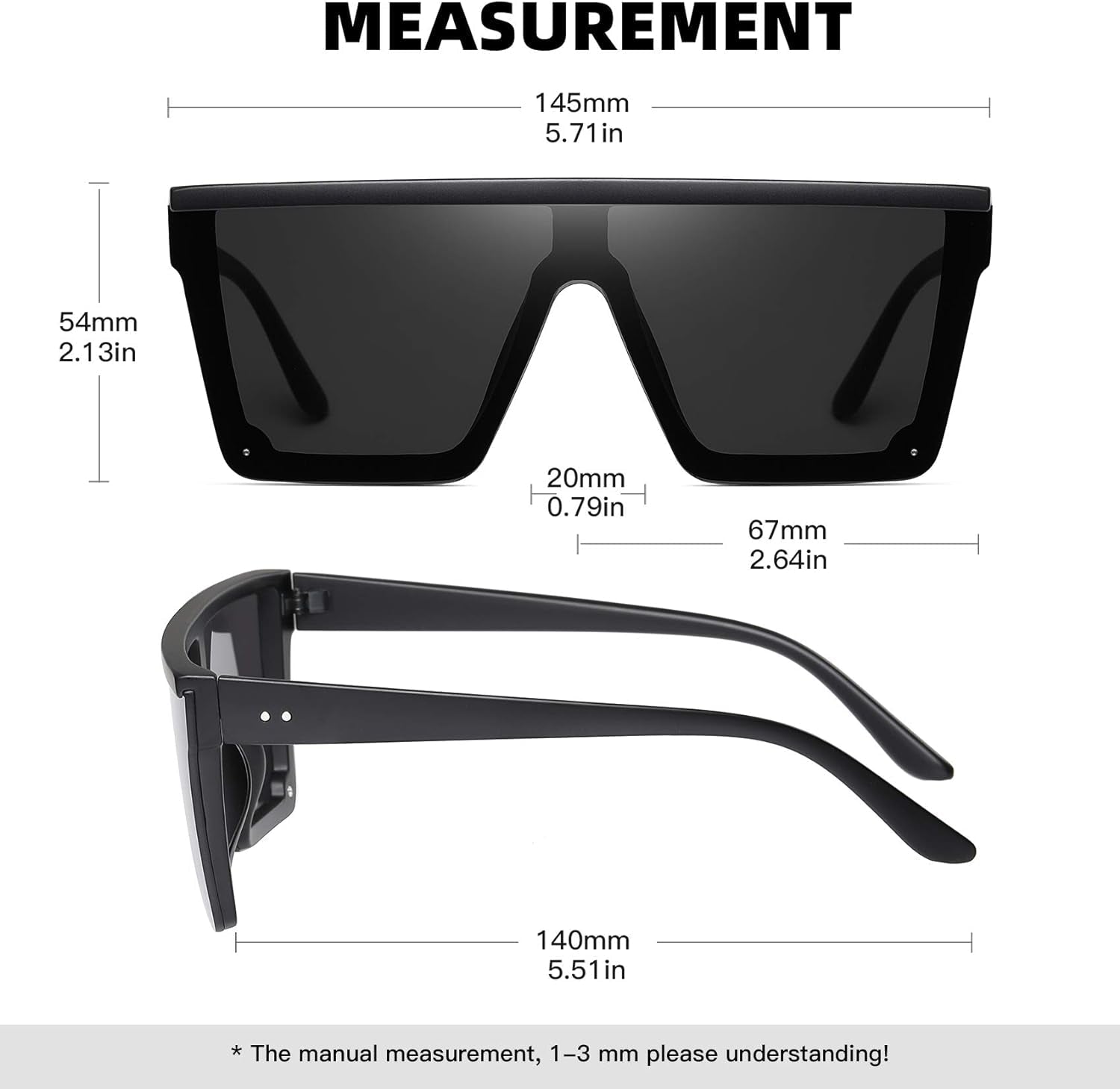 Square Sunglasses for Women Men Fashion Big Frame Flat Top Sun Glasses Mirror Lens - WORLD TIME VISITS