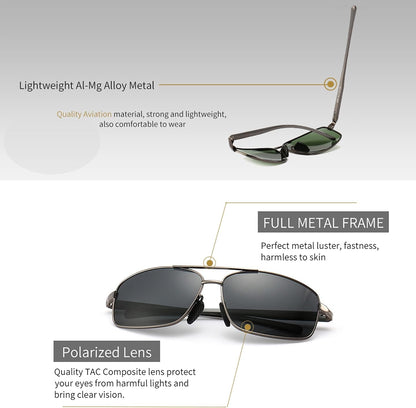 Ultra Lightweight Rectangular Polarized Sunglasses UV400 Protection - WORLD TIME VISITS