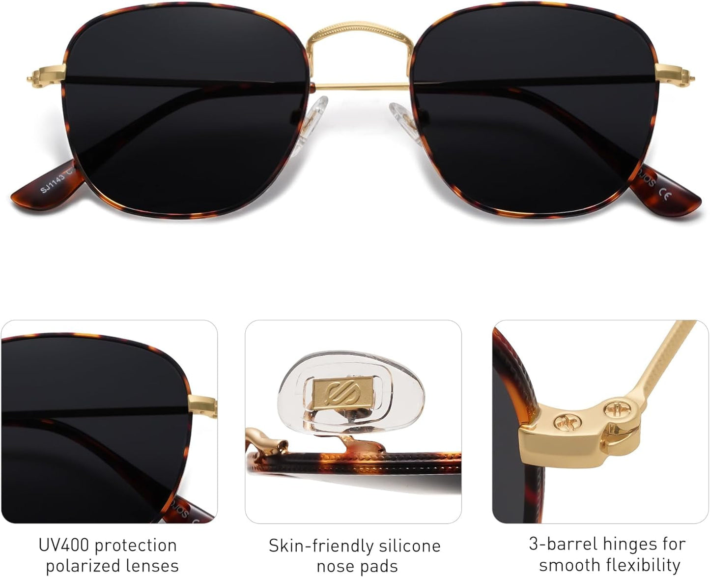 Square Polarized Sunglasses for Men Women Classic Vintage Retro Style