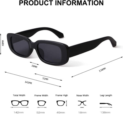 Rectangle Sunglasses for Women Retro Driving Glasses 90’S Vintage Fashion Narrow Square Frame UV400 Protection - WORLD TIME VISITS
