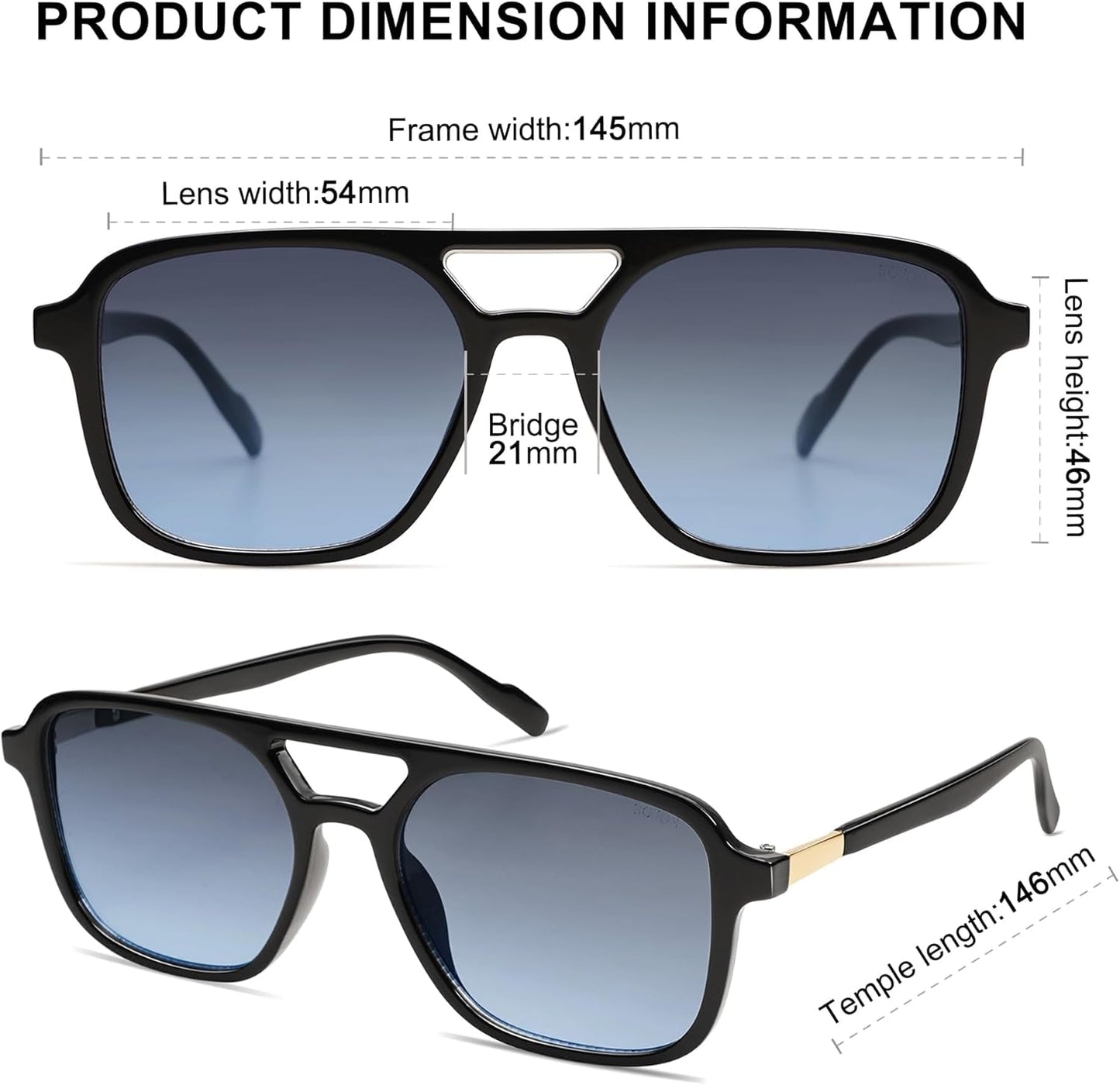 Retro Aviator Sunglasses for Women Men,Trendy Rectangle Womens Mens Shades Sun Glasses SJ2202 - WORLD TIME VISITS