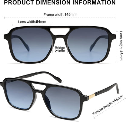 Retro Aviator Sunglasses for Women Men,Trendy Rectangle Womens Mens Shades Sun Glasses SJ2202 - WORLD TIME VISITS