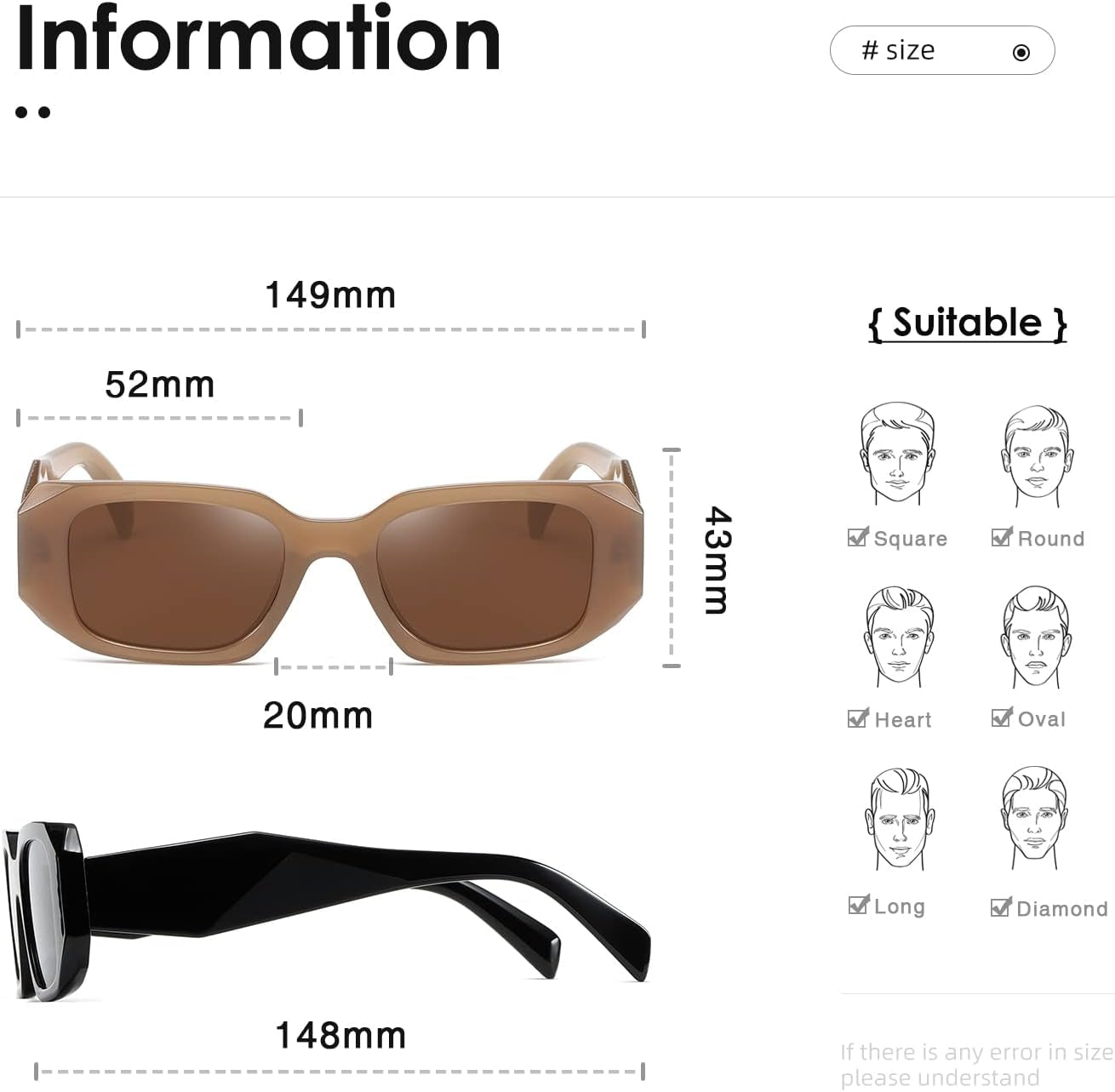 Rectangle Sunglasses for Women Men Trendy Retro Trendy Sun Glasses 90’S Vintage Square Frame K1307