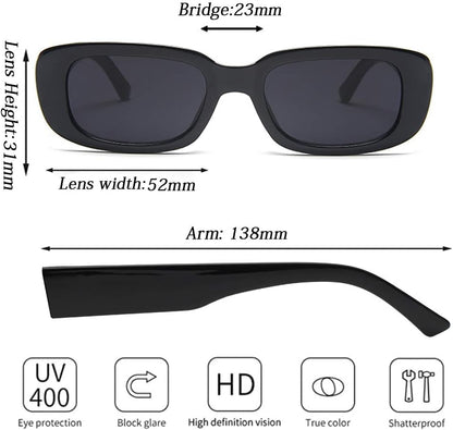 4 Pieces Retro Vintage Sunglasses Small Square Rectangle 90S Glasses Trendy Y2K for Women Aesthetic Accessories - WORLD TIME VISITS