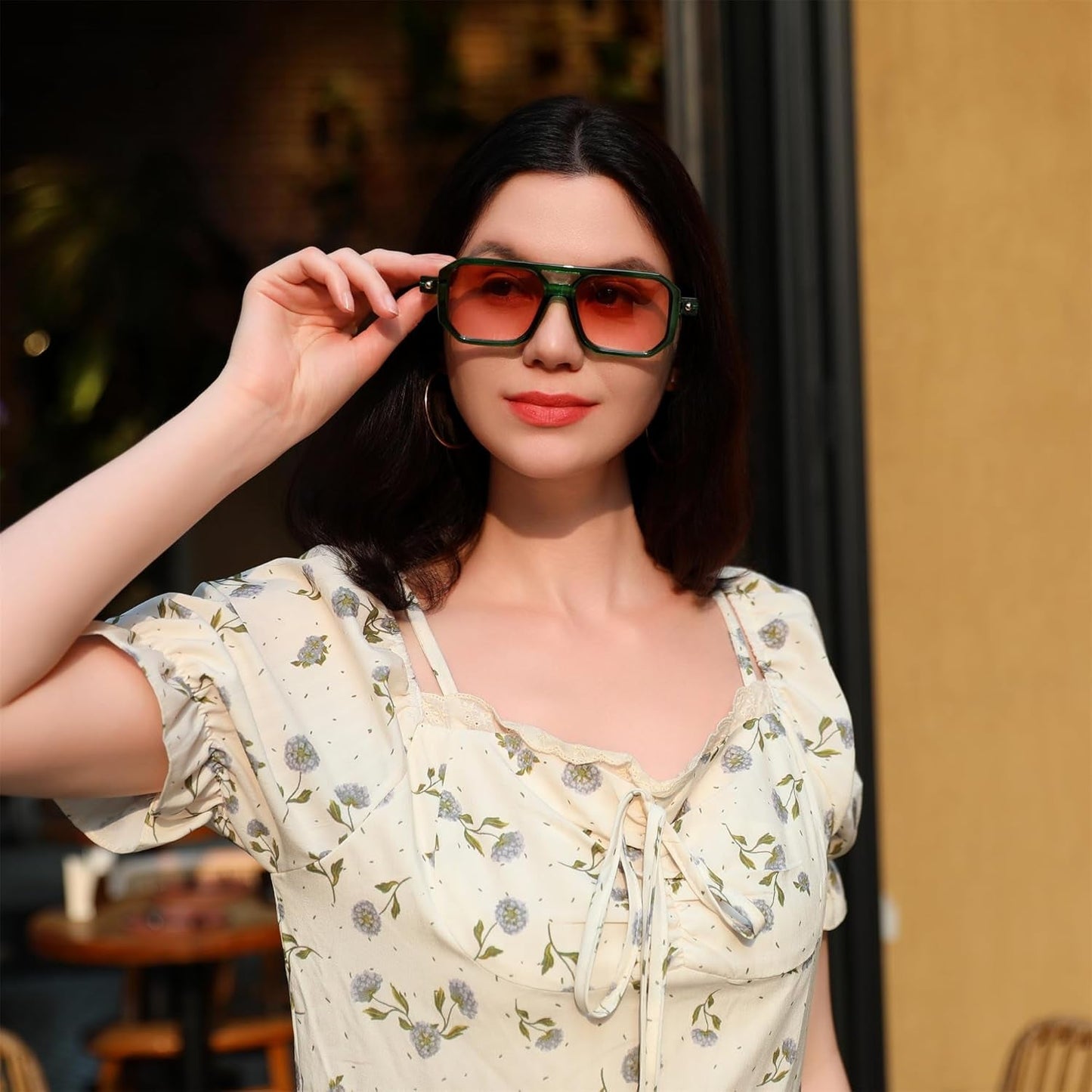 Vintage Square 70S Flat Aviator Sunglasses Women Men Classic Retro Stylish Frame UV400 Sunglasses B2622 - WORLD TIME VISITS