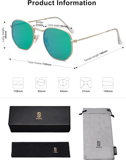 Square Polarized Sunglasses for Women Men Small Hexagonal Polygon Shades SJ1072