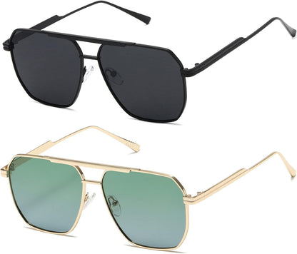 Polarized Sunglasses Womens Men Retro Oversized Square Vintage Shades Classic Large Metal Sun Glasses K1221
