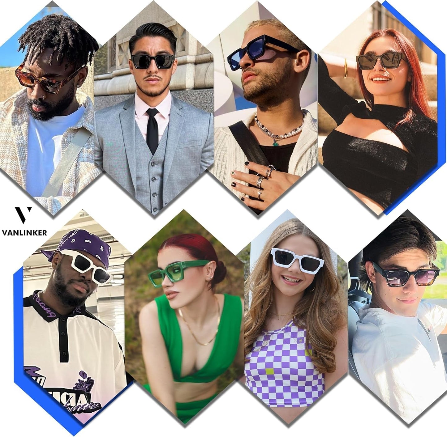 Thick Square Sunglasses for Men Women Retro Chunky Rectangle Shades UV400 Protection VL9731 - WORLD TIME VISITS
