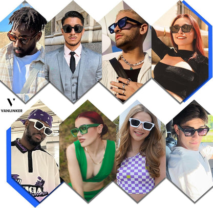 Thick Square Sunglasses for Men Women Retro Chunky Rectangle Shades UV400 Protection VL9731 - WORLD TIME VISITS
