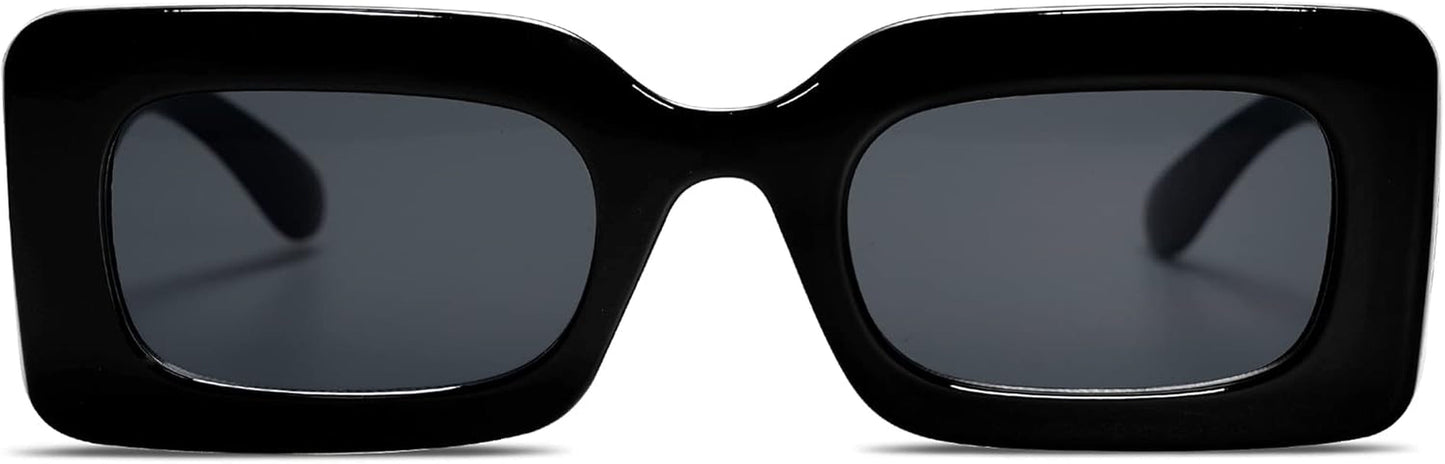 Retro 90S Nude Rectangle Sunglasses Womens Mens Trendy Chunky Glasses