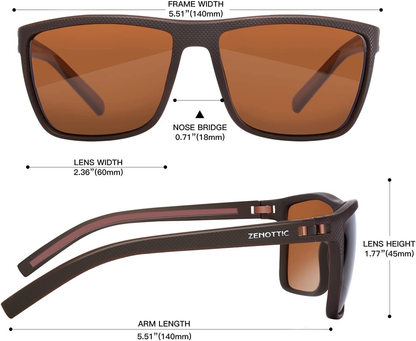 Polarized Sunglasses for Men Lightweight TR90 Frame UV400 Protection Square Sun Glasses