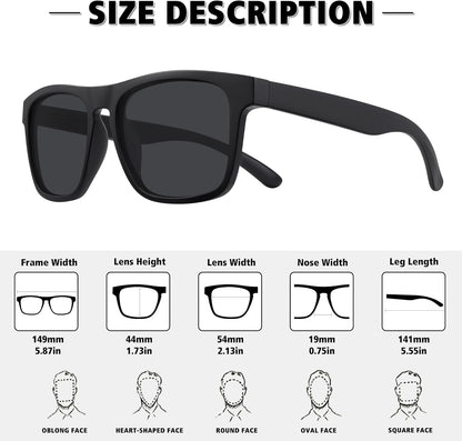 Polarized Sunglasses for Men Women UV Protection Square Frame Sport Fishing Driving Sunglasses