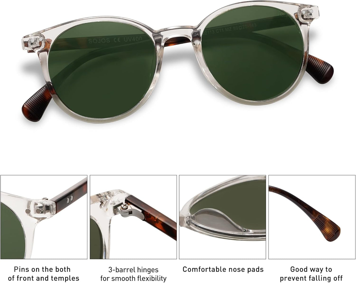 Small round Classic Polarized Sunglasses for Women Men Vintage Style UV400 Lens SJ2113
