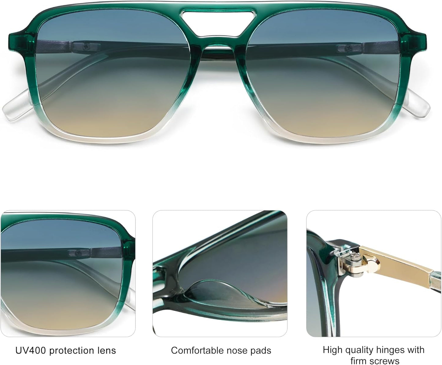 Retro Aviator Sunglasses for Women Men,Trendy Rectangle Womens Mens Shades Sun Glasses SJ2202