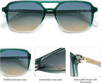 Retro Aviator Sunglasses for Women Men,Trendy Rectangle Womens Mens Shades Sun Glasses SJ2202