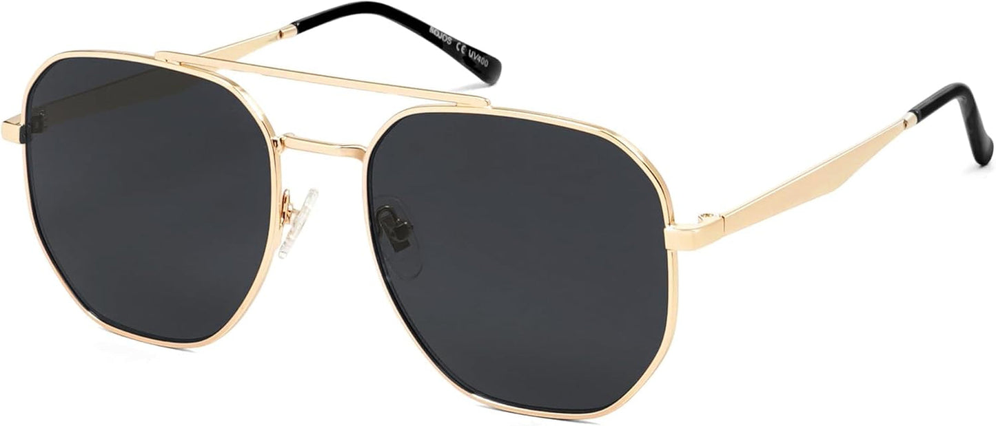 Classic Square Aviator Sunglasses for Women Men Retro Hexagon UV400 Protection Shades SJ1222