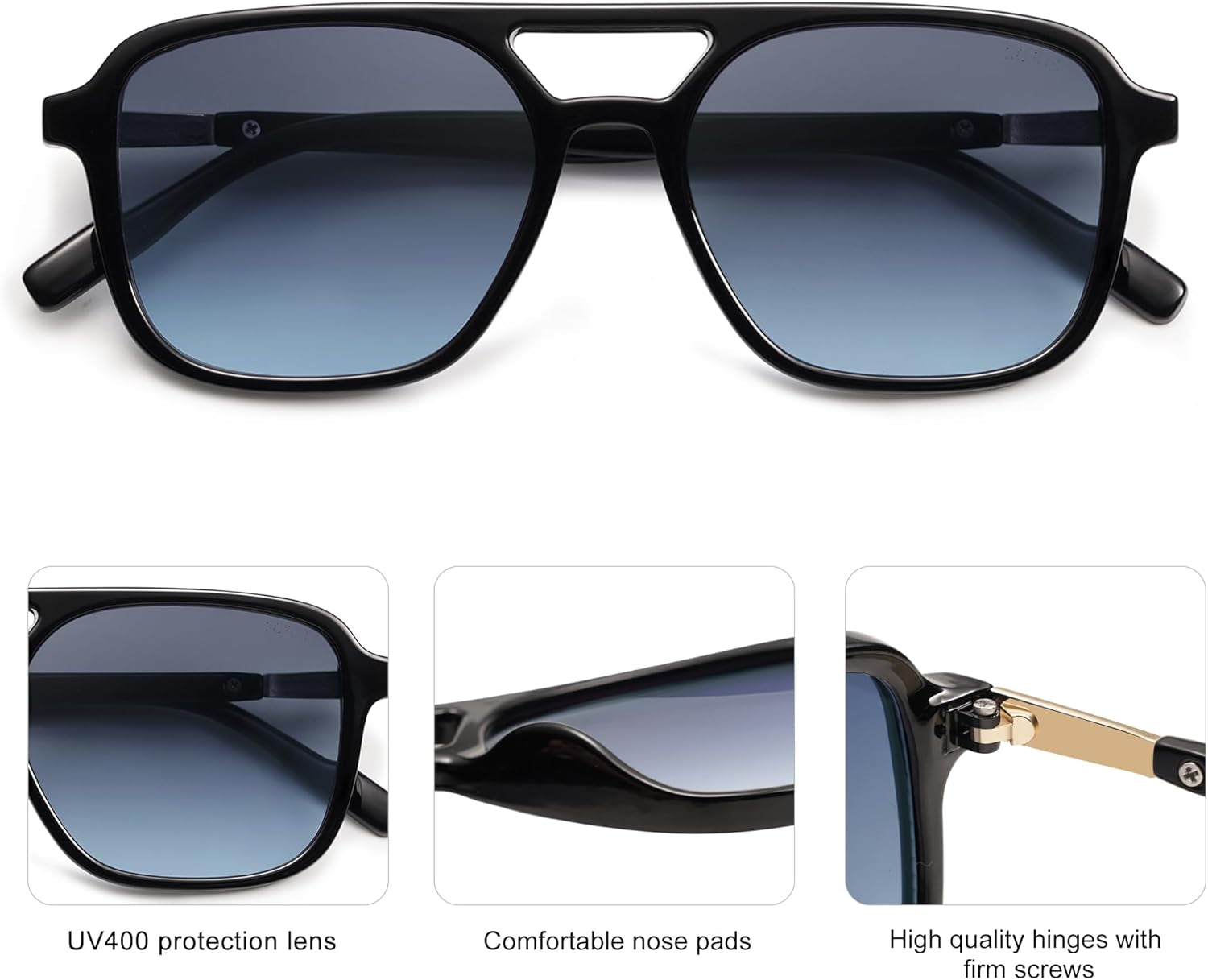 Retro Aviator Sunglasses for Women Men,Trendy Rectangle Womens Mens Shades Sun Glasses SJ2202 - WORLD TIME VISITS