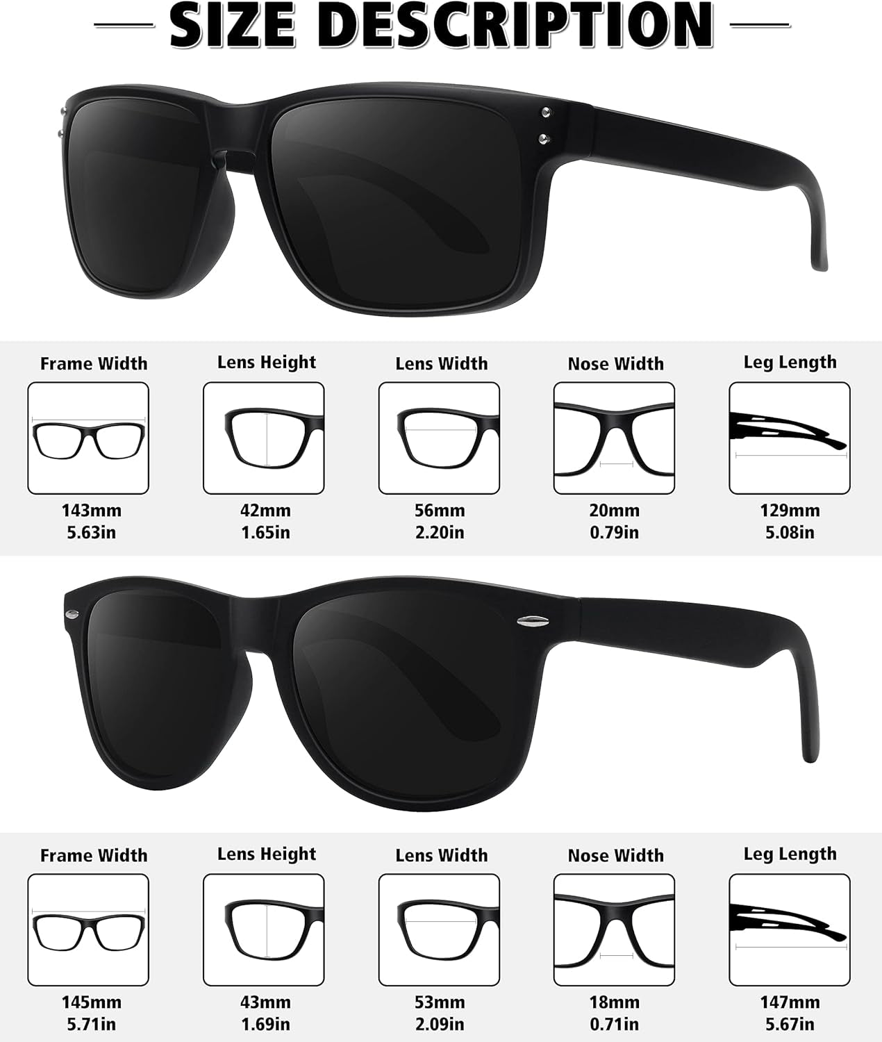 Polarized Sunglasses for Men Women Classic Retro Sun Glasses for Driving UV Protection