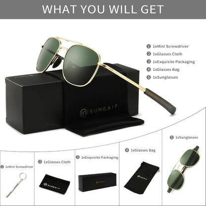 Men'S Military Style Polarized Pilot Aviator Sunglasses Bayonet Temples - WORLD TIME VISITS