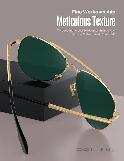 Aviator Sunglasses for Men Women Polarized Driving Classic Shades - UV 400 Protection with Accessories 60MM