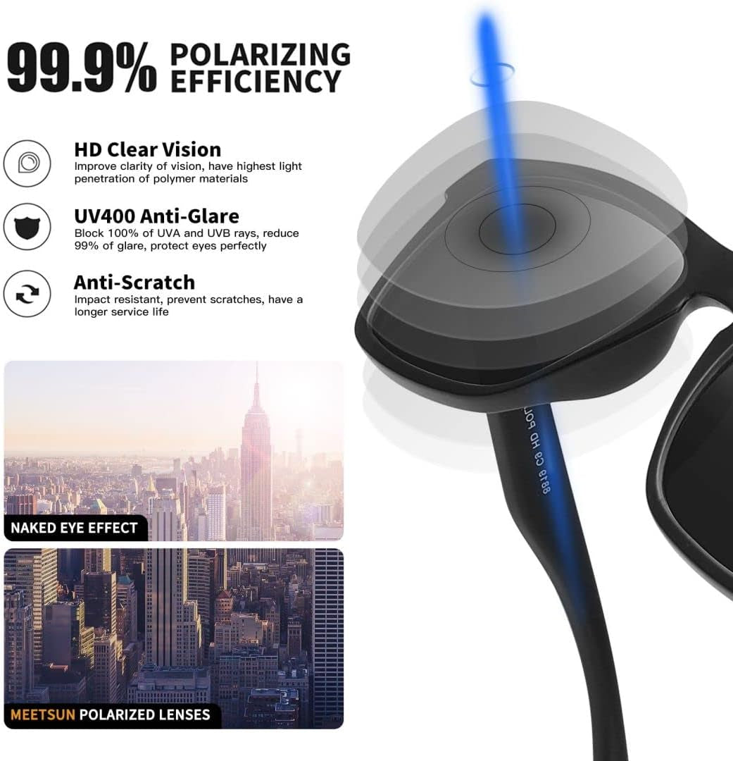 Polarized Sunglasses for Men Women UV Protection Square Frame Sport Fishing Driving Sunglasses - WORLD TIME VISITS