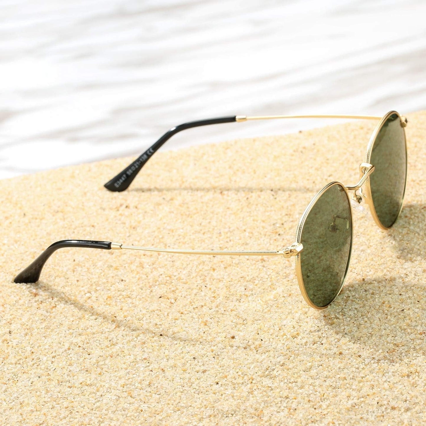 Small round Metal Polarized Sunglasses for Women Retro Designer Style