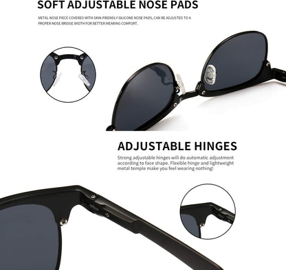 Polarized Sunglasses for Men and Women, Classic Half-Frame Retro Shades for Driving, Travel, and Outdoor Activities