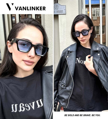 Thick Square Sunglasses for Men Women Retro Chunky Rectangle Shades UV400 Protection VL9731