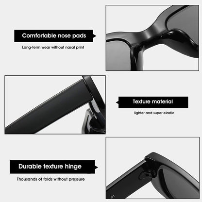 Rectangle Sunglasses for Women Retro Driving Glasses 90’S Vintage Fashion Narrow Square Frame UV400 Protection - WORLD TIME VISITS