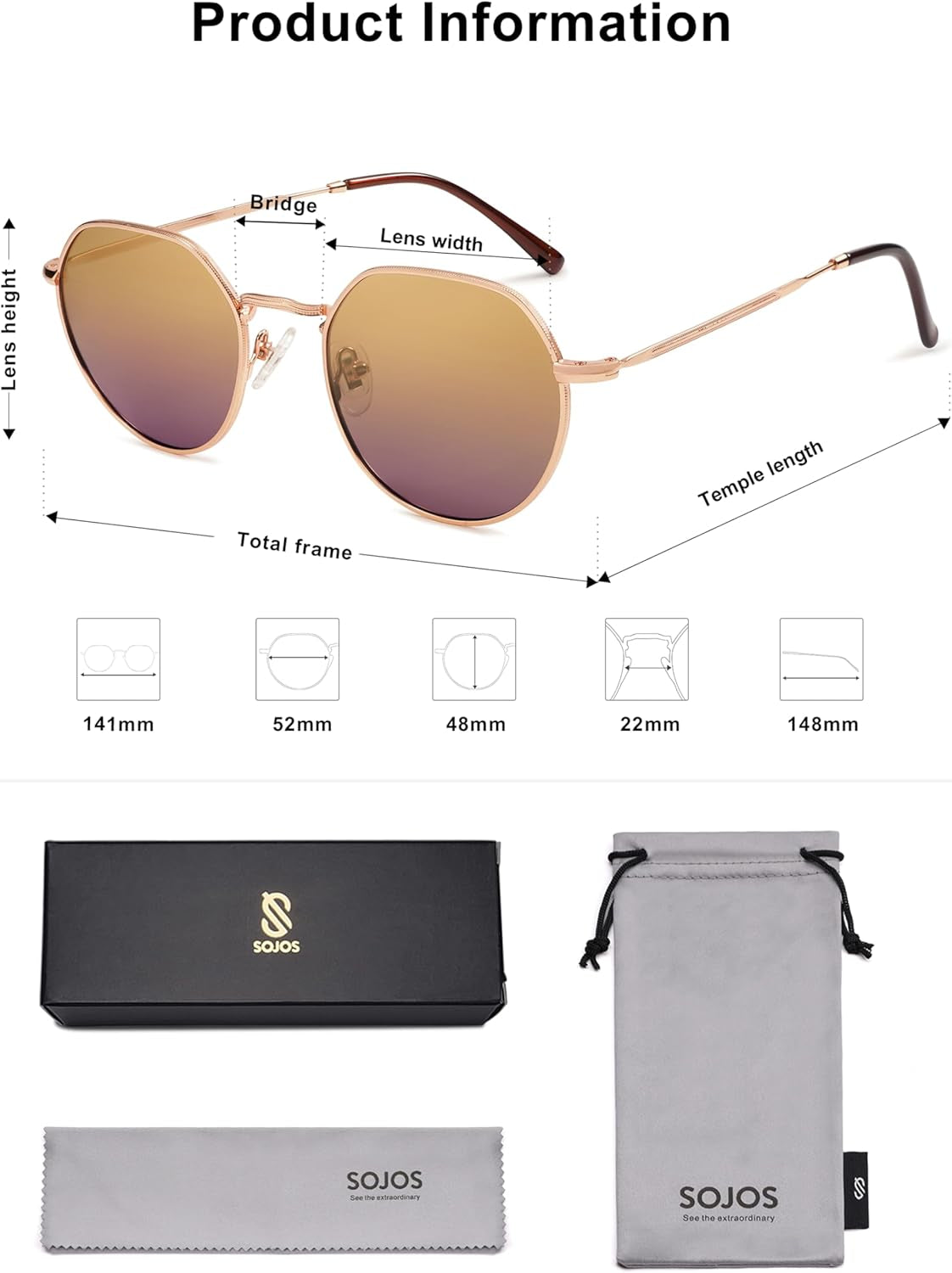 round Polygon Polarized Sunglasses for Women Men Retro Classic Vintage Panto Shades SJ1157