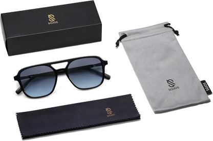 Retro Aviator Sunglasses for Women Men,Trendy Rectangle Womens Mens Shades Sun Glasses SJ2202 - WORLD TIME VISITS
