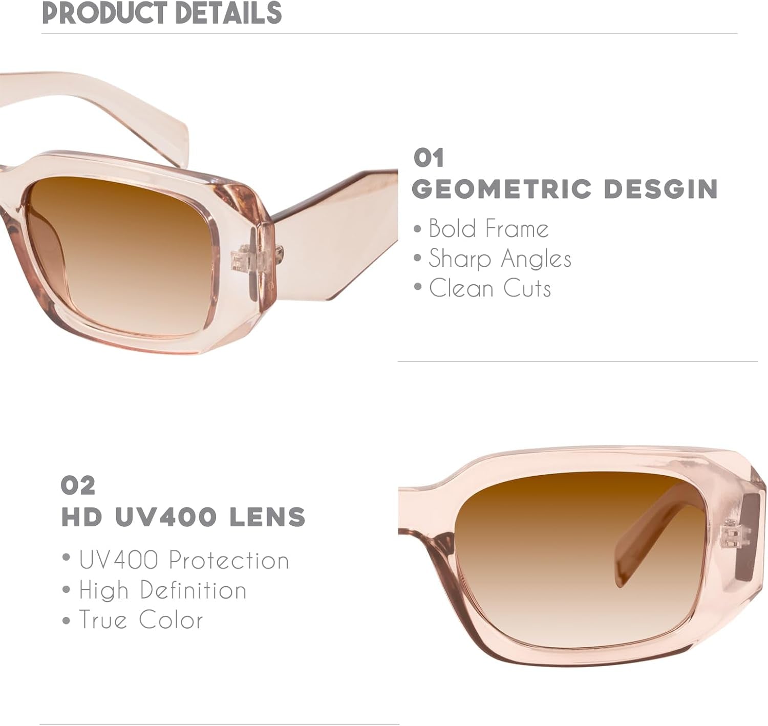 Trendy Rectangle Sunglasses for Women Men-Goulding - WORLD TIME VISITS