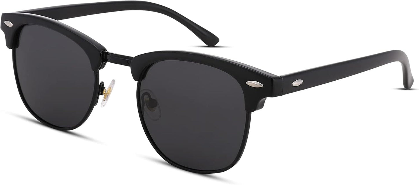 Semi-Rimless Polarized Sunglasses UV 400 Protection for Women Men