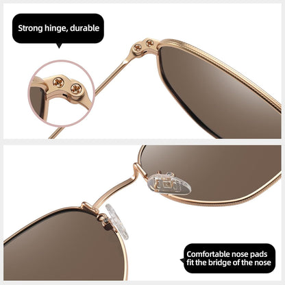Polarized Hexagon Sunglasses for Women Men Polygon Square Sun Glasses UV400 Protection Metal Frame - WORLD TIME VISITS