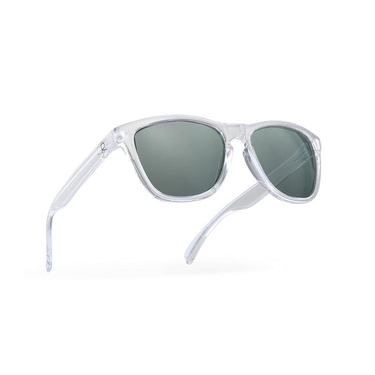 Polarized Sunglasses, Premium Square Sunglasses with Clear Frame and Grey Shades, Full UV 400 Protection for Men and Women