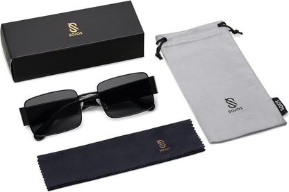 Retro Fashion Rectangle Sunglasses Womens Mens Vintage Trendy Square Shades SJ1162