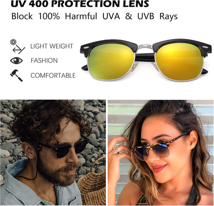 Semi-Rimless Polarized Sunglasses UV 400 Protection for Women Men