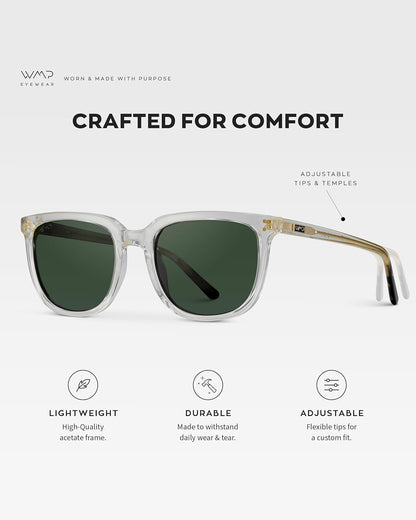 Polarized Classic Retro Flat Square Unisex Sunglasses - WORLD TIME VISITS