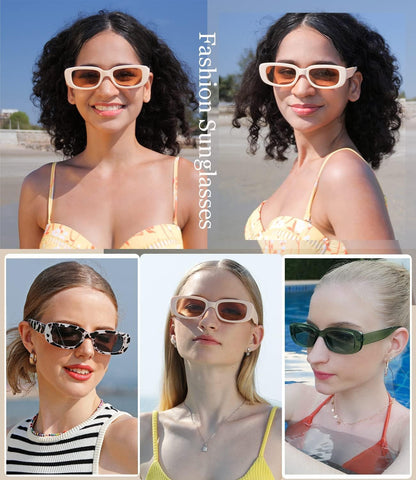 Rectangle Sunglasses for Women Men Trendy Retro Fashion Sunglasses UV 400 Protection Square Fram