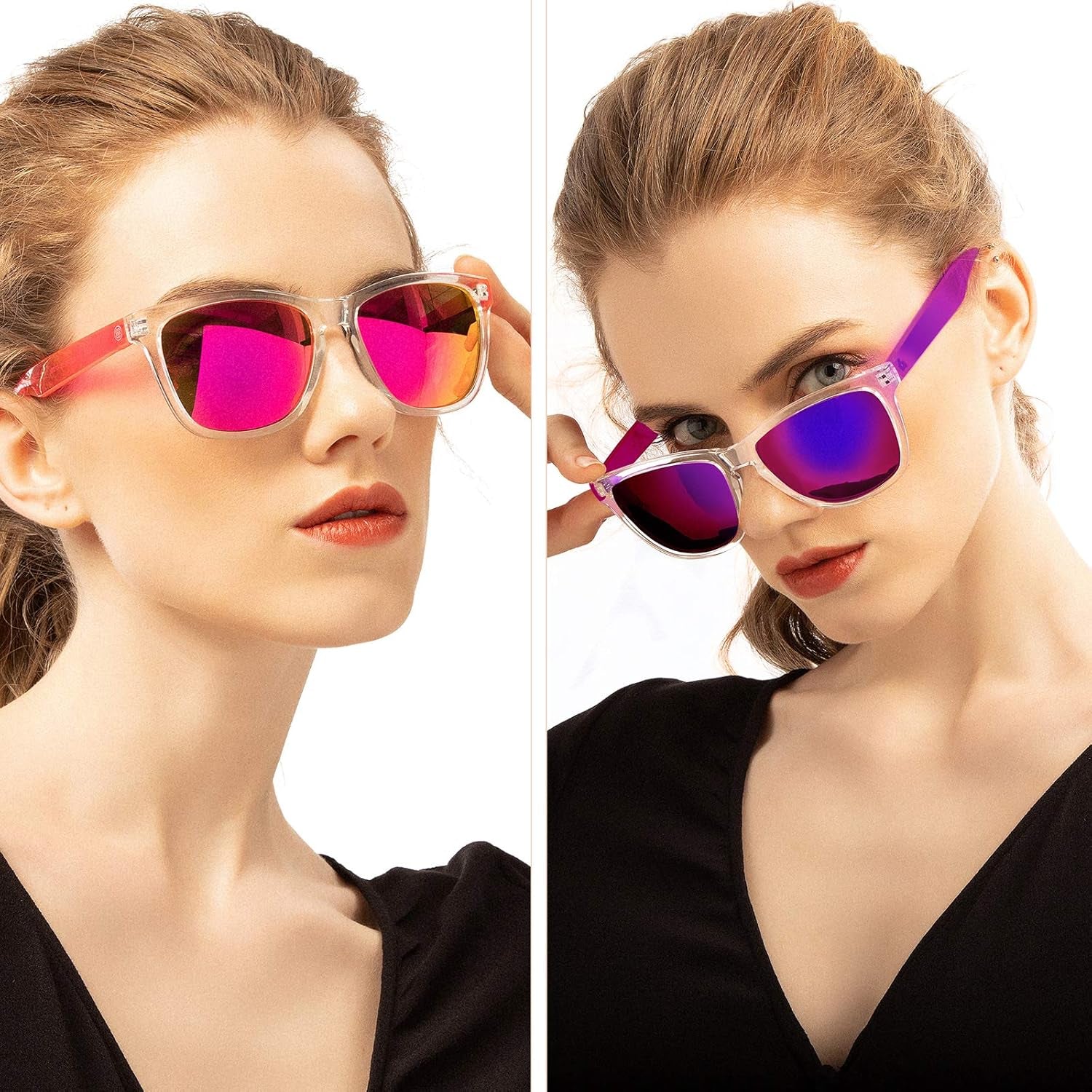 Sunglasses Womens,Classic Square Frame UV400 Mirrored Lens,Sunglasses Fit for Beach,Vacation,Driving - WORLD TIME VISITS