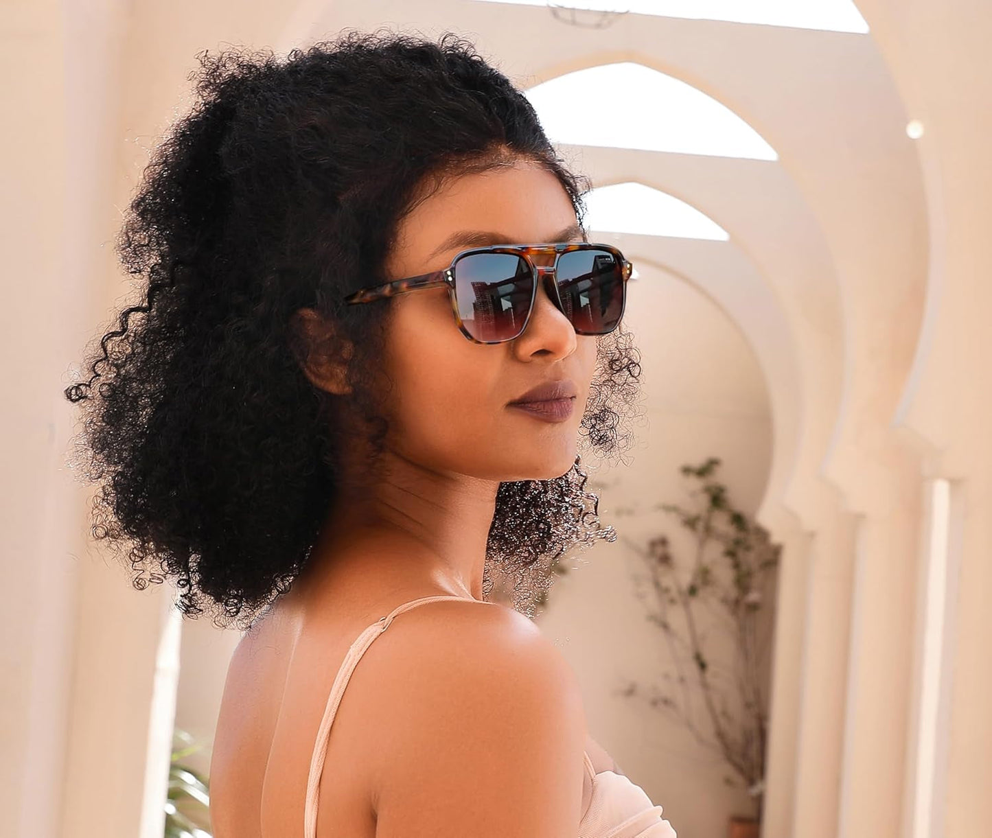 Retro Square Aviator Sunglasses Women Men 70S Vintage Trendy Plastic Frame Sun Glasses B2835 - WORLD TIME VISITS