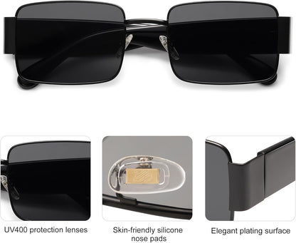 Retro Fashion Rectangle Sunglasses Womens Mens Vintage Trendy Square Shades SJ1162