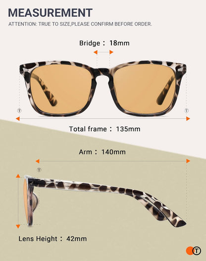 Polarized Sunglasses for Womens and Mens,Classic Square Frames Shades for UV Protection, Stylish and Trendy Sunnies - WORLD TIME VISITS