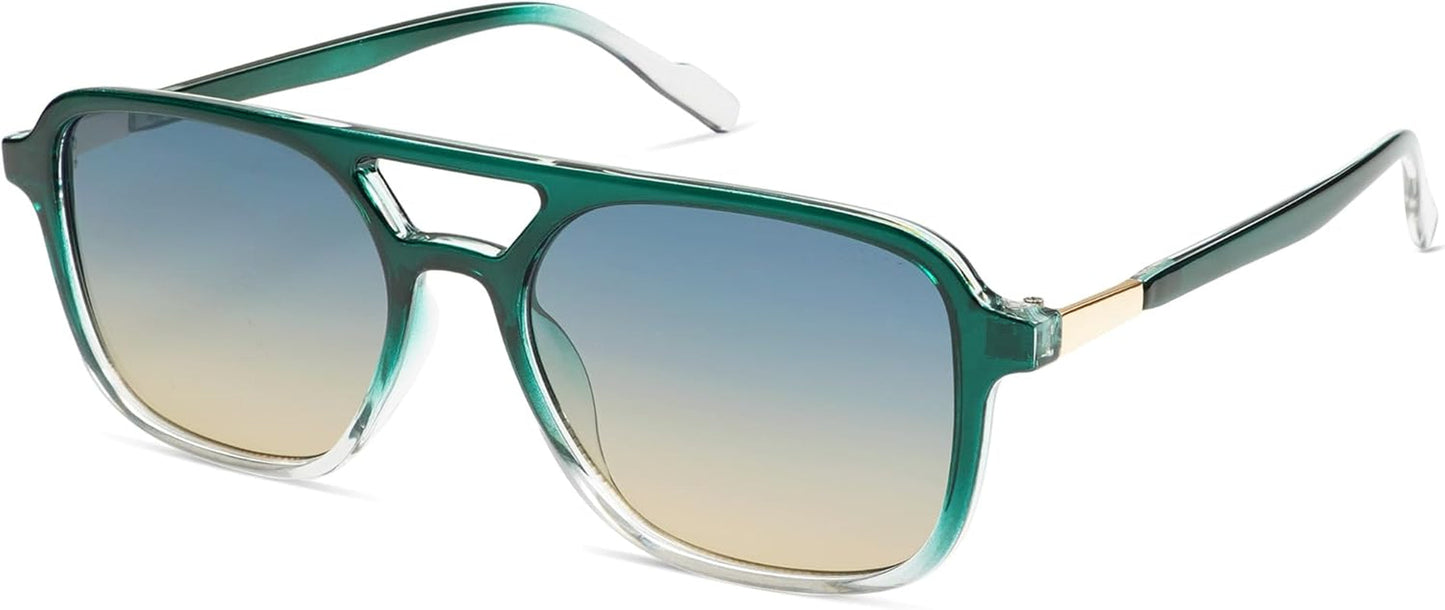 Retro Aviator Sunglasses for Women Men,Trendy Rectangle Womens Mens Shades Sun Glasses SJ2202